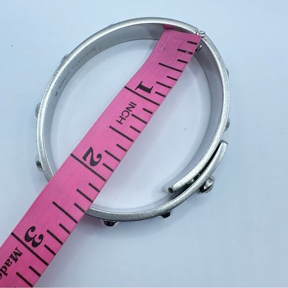 Michael Kors Astor Cityscape Bracelet Silver Tone Studs Cubic Zirconia Bangle - Picture 10 of 12